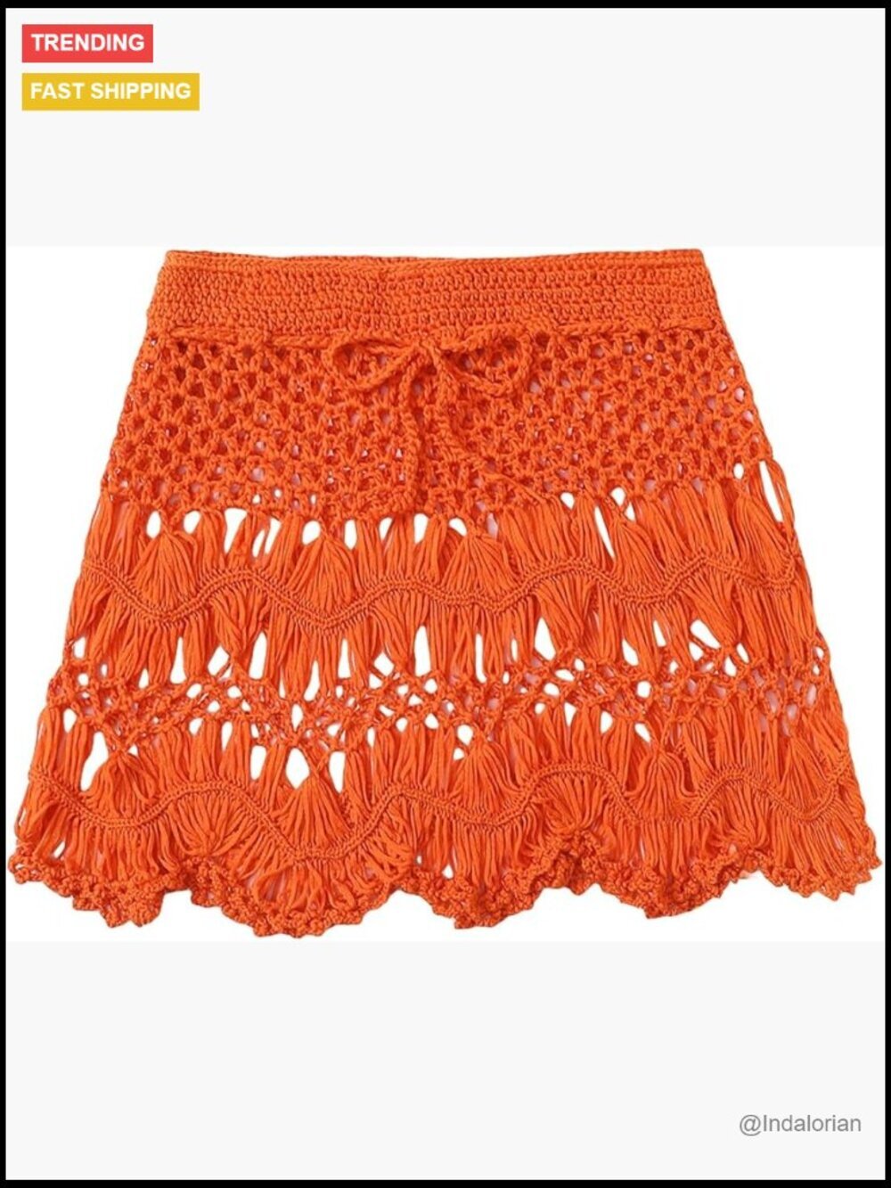 Women's Tie Waist Crochet Beach Cover Up Skirt Sheer Boho